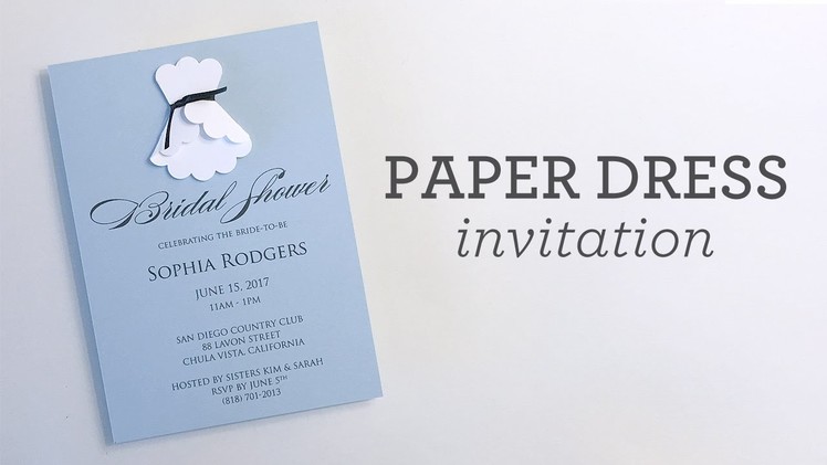 3D Paper Wedding Dress Shower Invitation