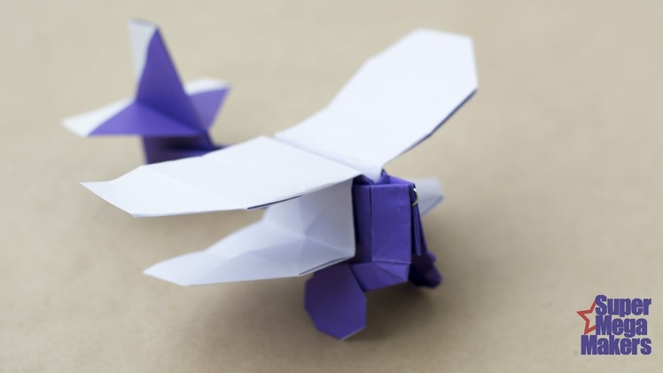 Airplane from paper. Origami Biplane