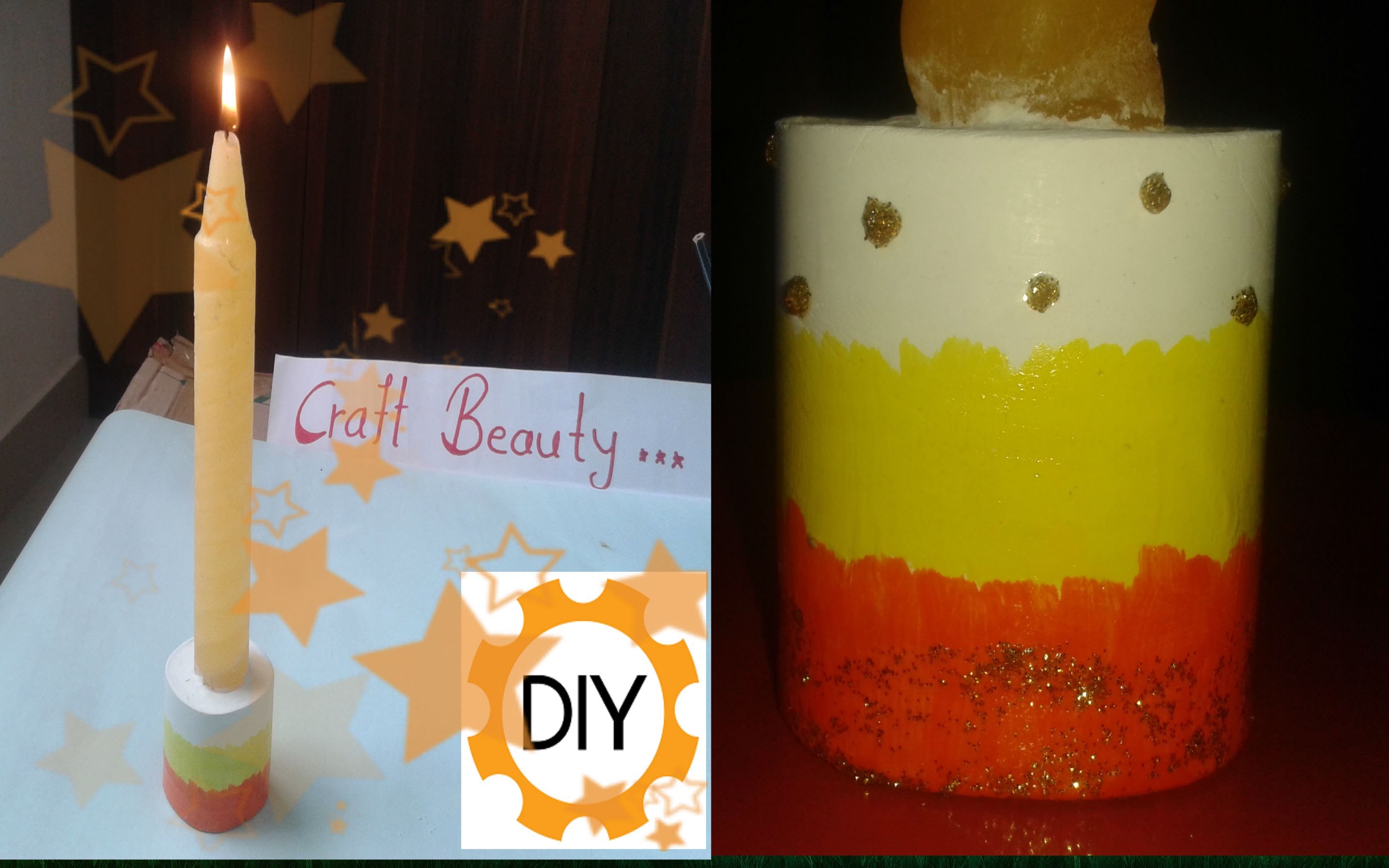 Diy Candle Holder Using White Cement.  Very Easy To Make