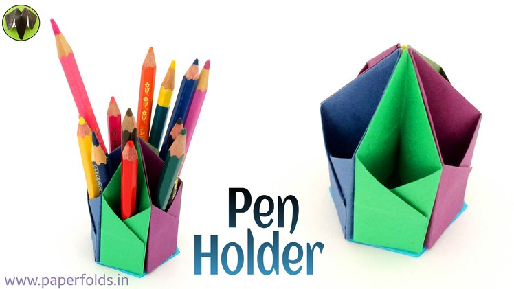 Origami. Craft tutorial to make a Paper "Hexagonal Pen. Pencil Holder"