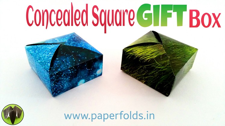 Origami tutorial to make a Paper "Concealed Square Gift Box"