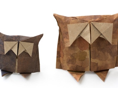 Simple origami Owl. Paper bird making