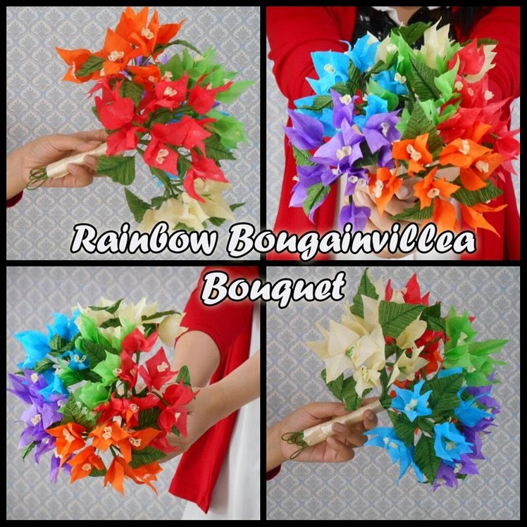 Tissue paper Flowers Bouquet : Rainbow Bougainvillea