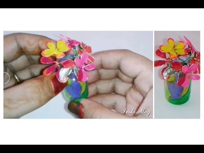 DIY Miniature flower vase ; make a beautiful flower vase using only three materials.