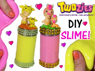DIY TWOZIES SLIME! Make Your Own Stretchy Squishy Hot Pink & Yellow Putty! Decorate Cute JAR!