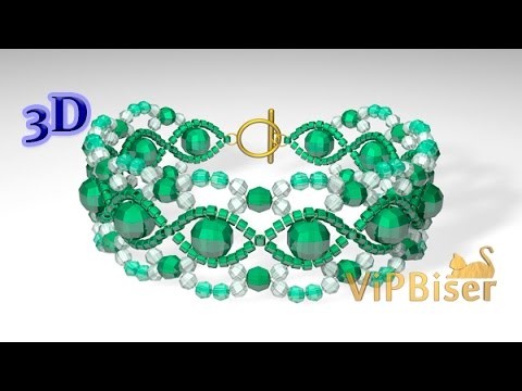 Beaded Emerald Bracelet. 3D Tutorial