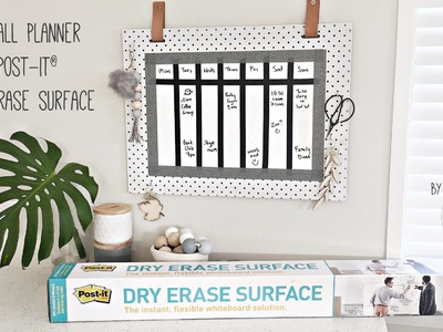 DIY Wall Planner with Post it Dry Erase Surface, by Clever Poppy