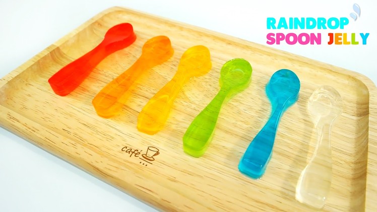 How to make Rainbow Spoon Water Cake ! With Raindrop Cake