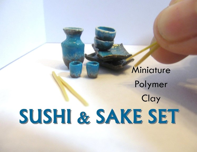 Polymer Clay Sushi and Sake Dish Set Dollhouse Miniature