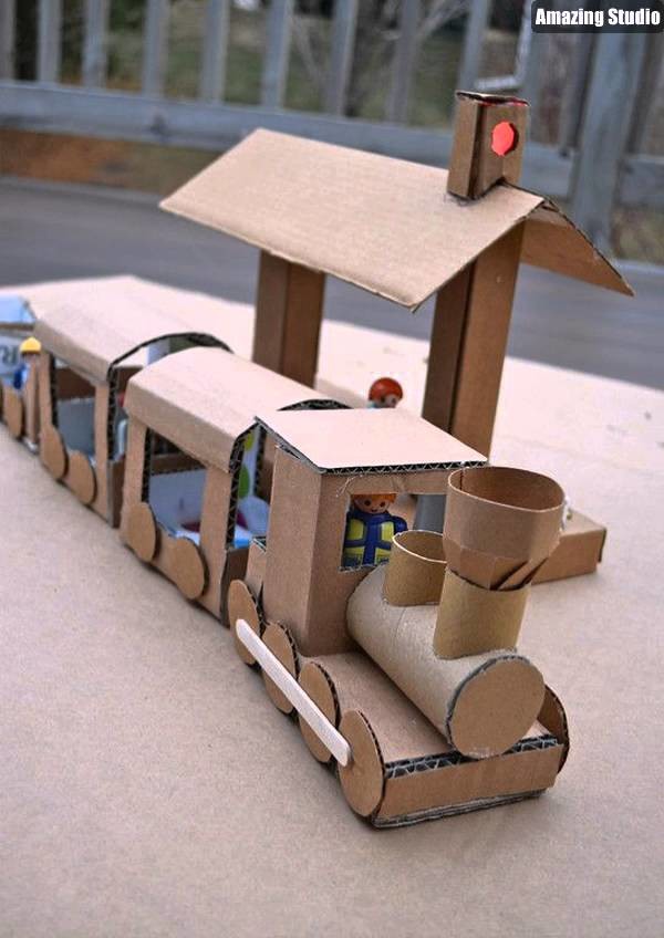 DIY Cardboard Trains For Kids Toy