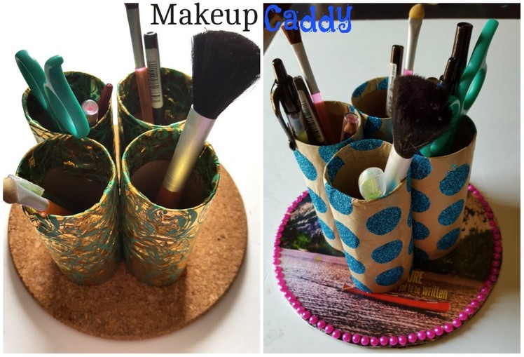 DIY-Mini Make up caddy made with toilet paper roll|Mini make up organiser