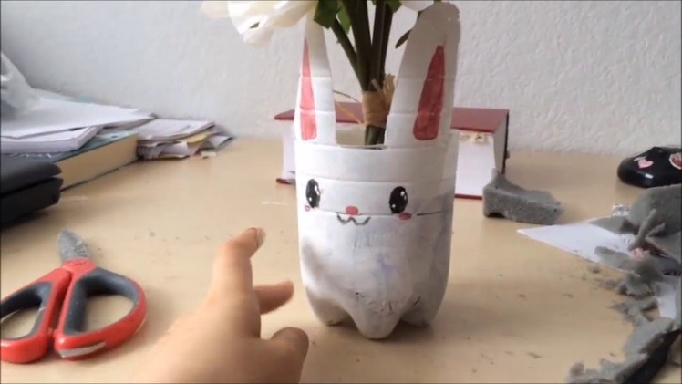 DIY recycled Bunny vase room decoration for easter