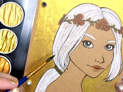 Gold Paint & Tan Paper - Dinky Doodle Day