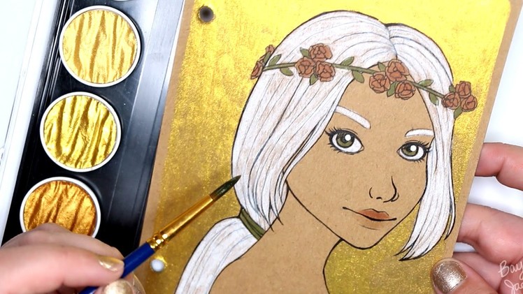 Gold Paint & Tan Paper - Dinky Doodle Day