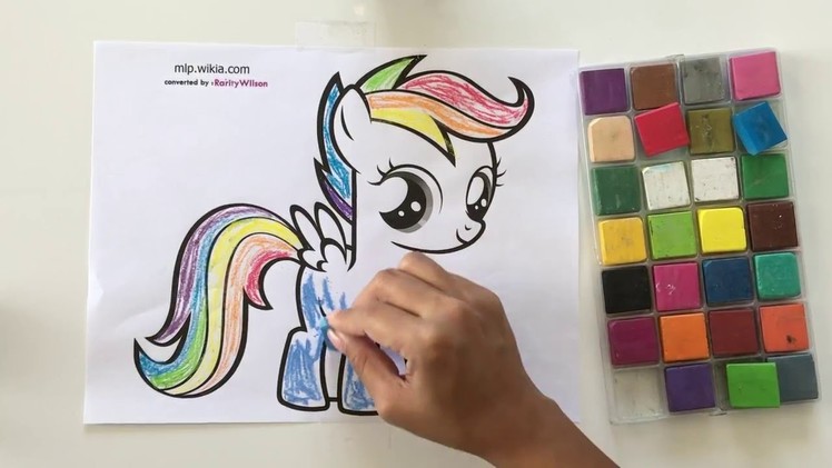 My little Pony's Rainbow  Dash  DIY Color With Chalk:  BubbiePop Coloring Book