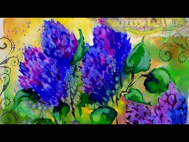 Bold Lilac Painting Tutorial With Radiant Watercolors. Mixed Media