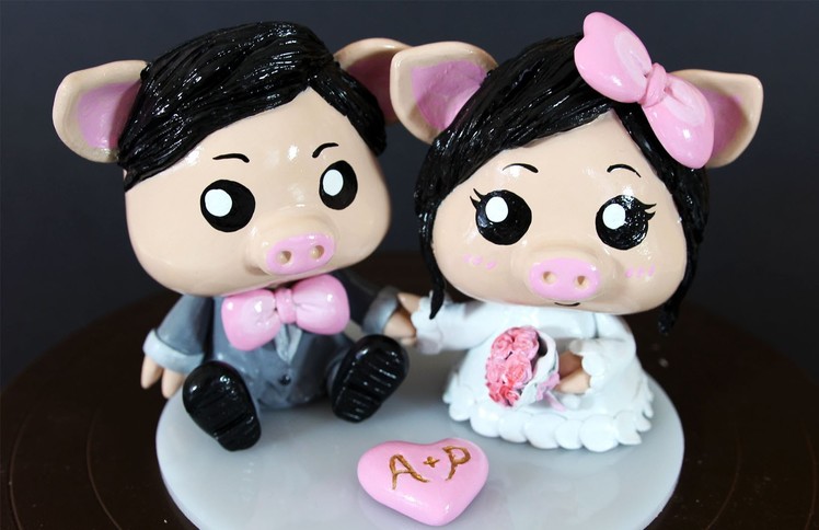 Cute Pigs - Bride and Groom Wedding Cake Topper Clay Tutorial