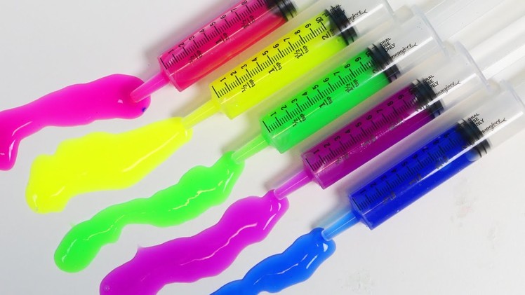 Learn Colors with Rainbow Slime Syringe! DIY How to Make Colors Jelly Slime!