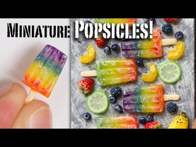 Miniature Rainbow Popsicles and Fruit with Polymer Clay. Dollhouse Miniature Food Tutorial