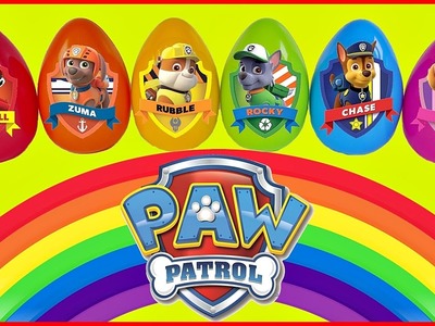 PAW PATROL RAINBOW FUN Surprise Eggs! Chase Marshall Skye Rubble Rocky Zuma