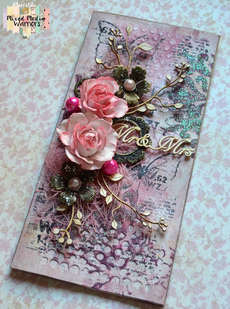 Pink card for wedding - OBiels02 by Mixed Media Warriors tutorial