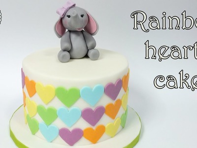 Rainbow hearts cake