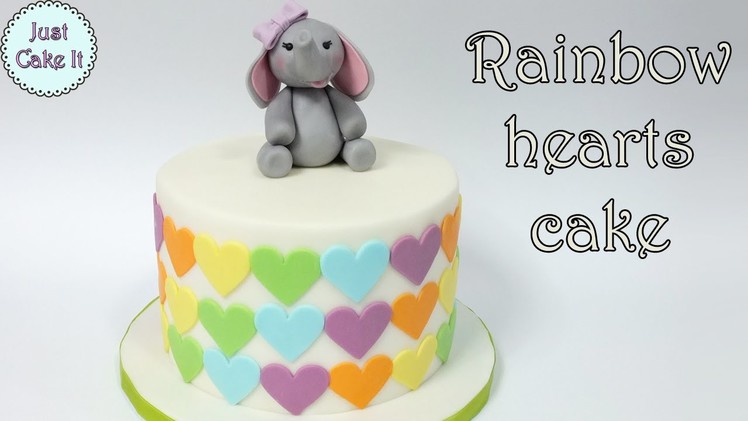 Rainbow hearts cake
