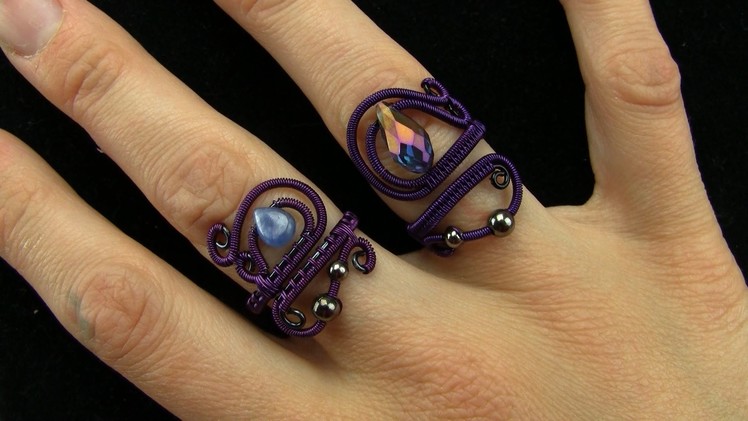 Tutorial: Mystical Sorceress Wire Wrapped Ring Black.Purple Adjustable