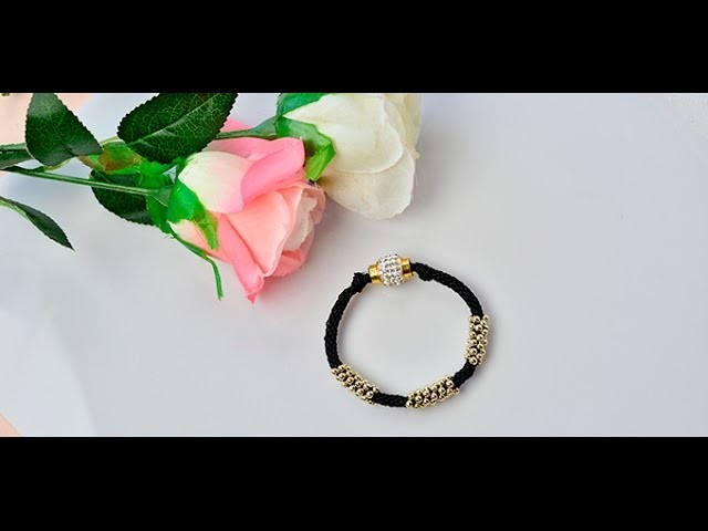Video Tutorial on Making a Black Nylon Thread Kumihimo Braided Bracelet with Beads