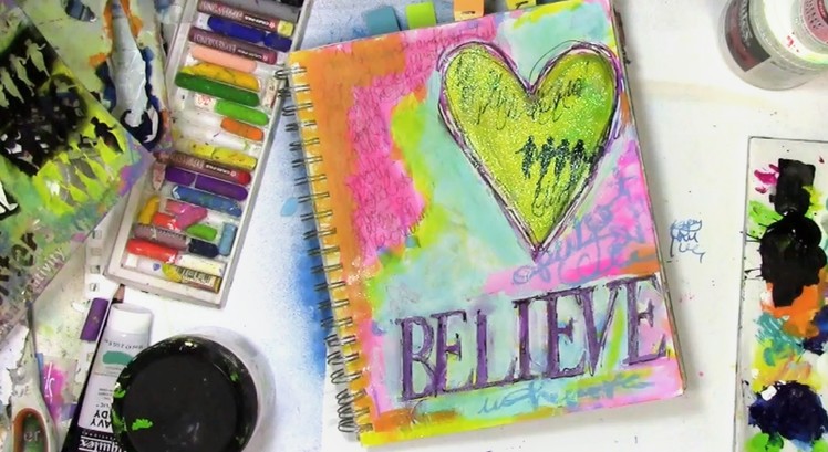 Art journal page redo with more color and sparkle