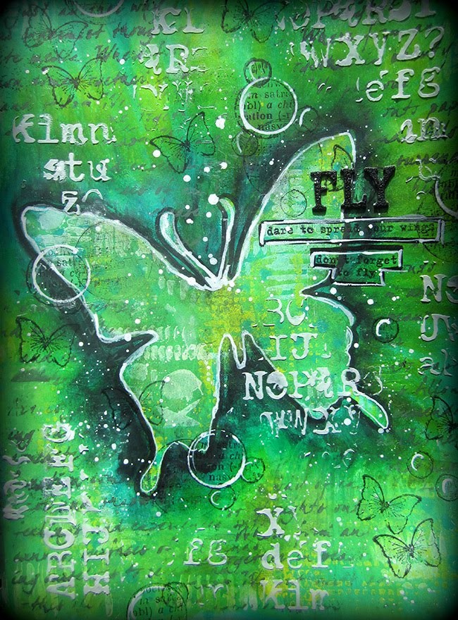 Butterfly Art Journaling page- for Artists Live Ustream Channel
