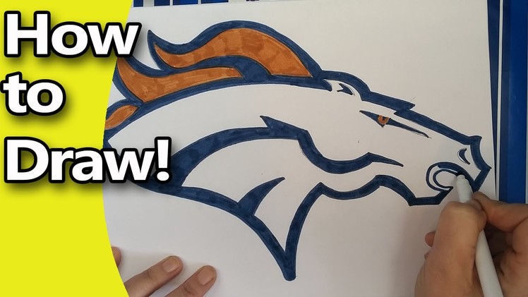 How to Draw The Denver Broncos Logo  Step by Step, by hand