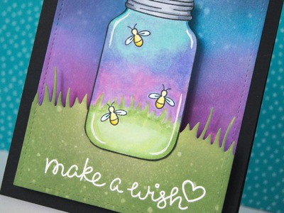Interactive fireflies card that lights up with Chibitronics and Lawn Fawn