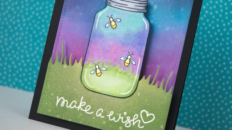 Interactive fireflies card that lights up with Chibitronics and Lawn Fawn