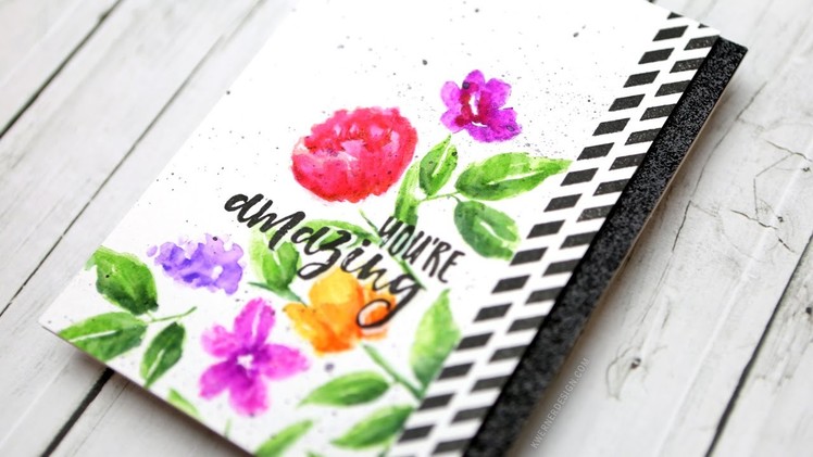 Stamped Watercolor Flowers (Zig Clean Color Real Brush Markers Series #2)