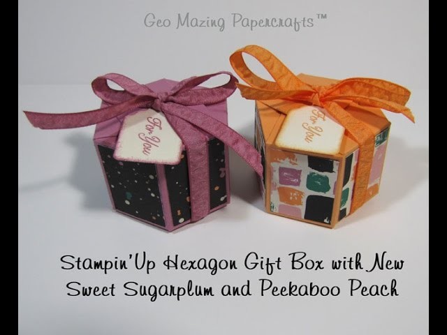 Stampin'Up Hexagon Gift Box with New Sweet Sugarplum and Peekaboo Peach