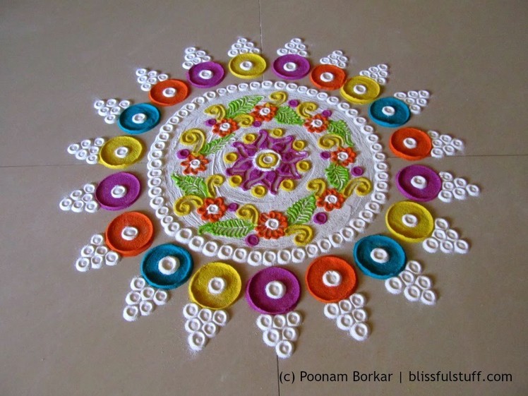 Beautiful and innovative multicolored  rangoli | Creative rangoli designs by Poonam Borkar