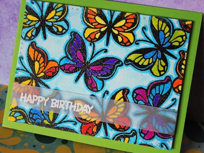 Colourful butterfly card with Stabilo 68
