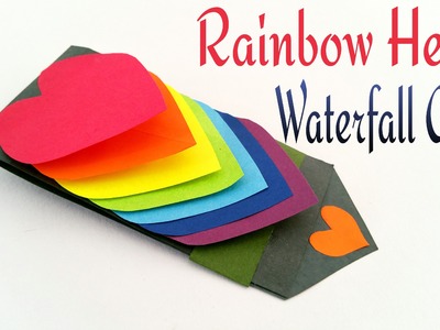 Craft Tutorial to make Paper "Rainbow Heart waterfall card"  Greetings | Valentine 