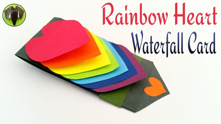 Craft Tutorial to make Paper "Rainbow Heart waterfall card"  Greetings | Valentine 