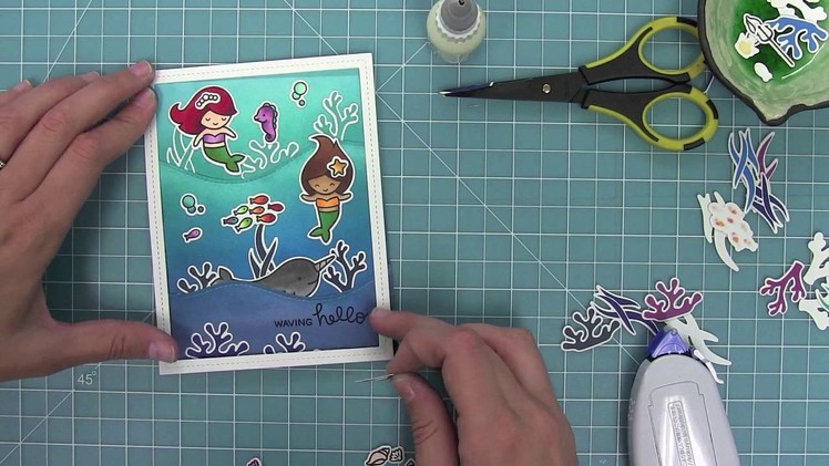 Create a Scene: Mermaid Shaker Card using Lawn Fawn Stamps and Dies