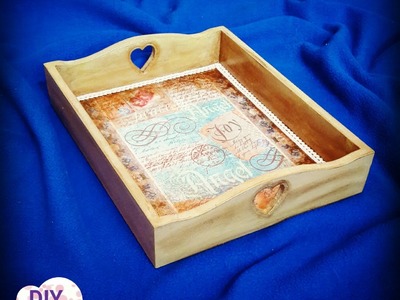 Decoupage tray with rice paper DIY shabby chic ideas decorations craft tutorial
