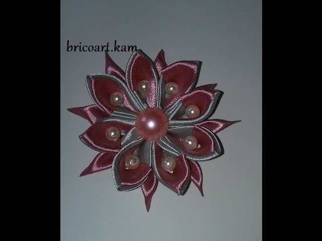 DIY.MK.Tutorial.Kanzashi flower grey&pink: bricoart.kam