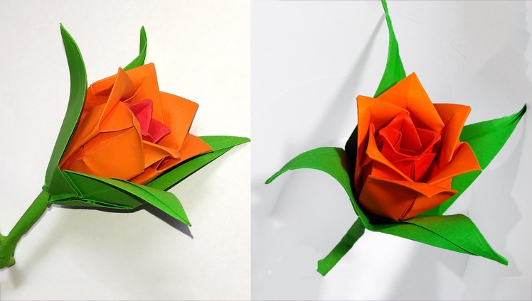 DIY paper rose in origami style. Easy paper rose.