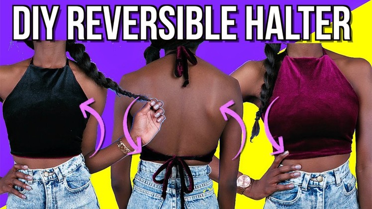 DIY Reversible Crop Top! Backless Velvet Halter | Brandy Melville Inspired