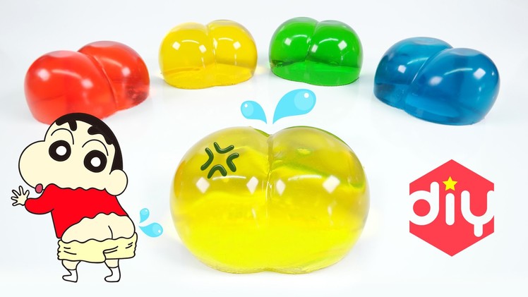 DIY Shin-Chan PuriPuri Pudding Jelly ! Fruit Butt Pudding Popin Cookin