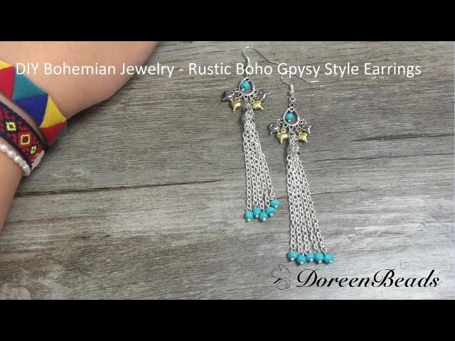 Doreenbeads Jewelry Making Tutorial - How to DIY Chic Rustic Boho Gpysy Style Earrings