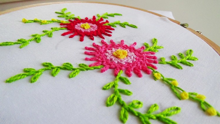 Hand Embroidery: Flower stitch (Braid stitch)
