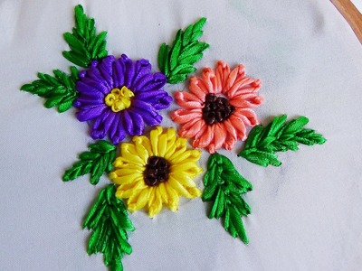 Hand Embroidery: Lazy Daisy Flower (in Ribbon Work)