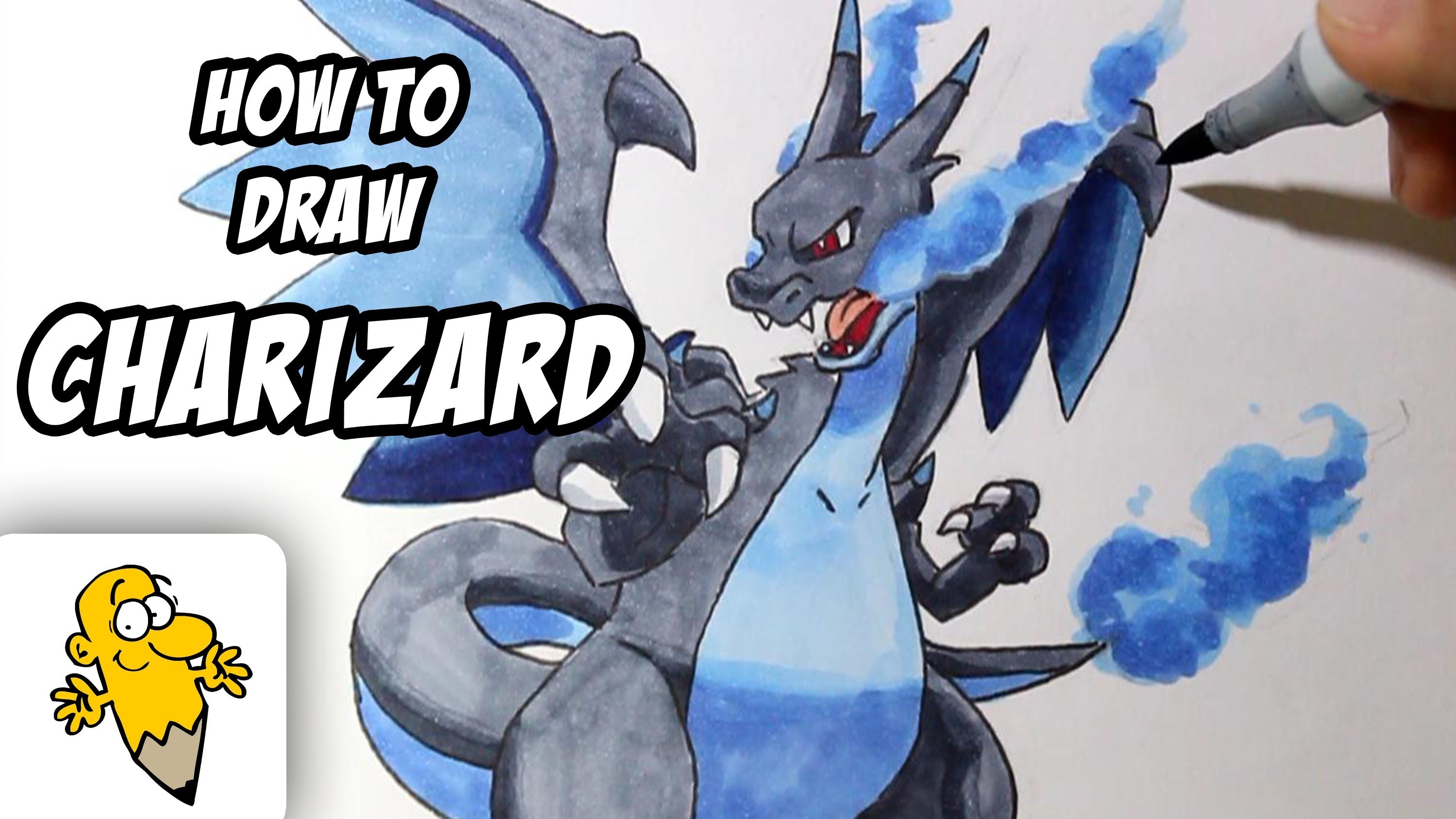 How to draw Mega Charizard X [Pokemon X.Y] drawing tutorial